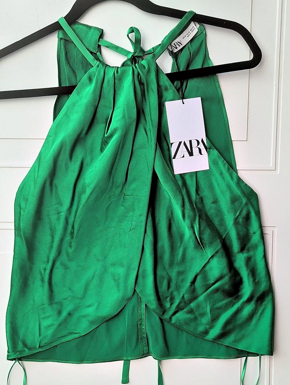 Zara Green Draped Blouse Size Medium, NWT